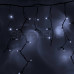 Гирлянда Айсикл (бахрома) светодиодный, 4,0 х 0,6 м, черный провод "КАУЧУК", 220В, диоды белые, NEON-NIGHT, SL255-225
