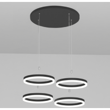 00155-6-Тр-4x21W-4000K Люстра светодиодная подвесная черная круглое основание( с пультом)